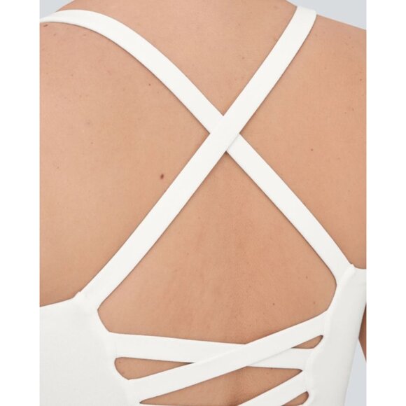 Halara NWT Crisscross Backless Cropped Yoga Plus Size Tank Top Sz 2XL Womens Whi - Picture 7 of 8